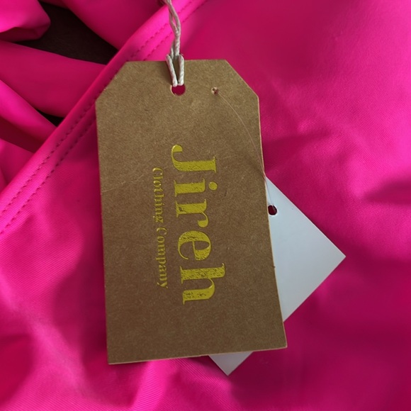 NWT Jireh Hot Pink One Piece Halter Wrap Swimsuit - Picture 7 of 7